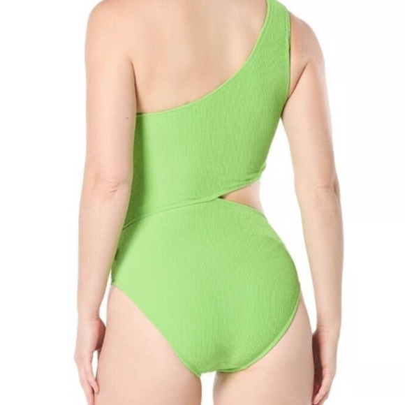 MICHAEL Michael Kors Womens Ribbed One Piece Side Cutout Swimsuit Green 8 - Picture 2 of 5